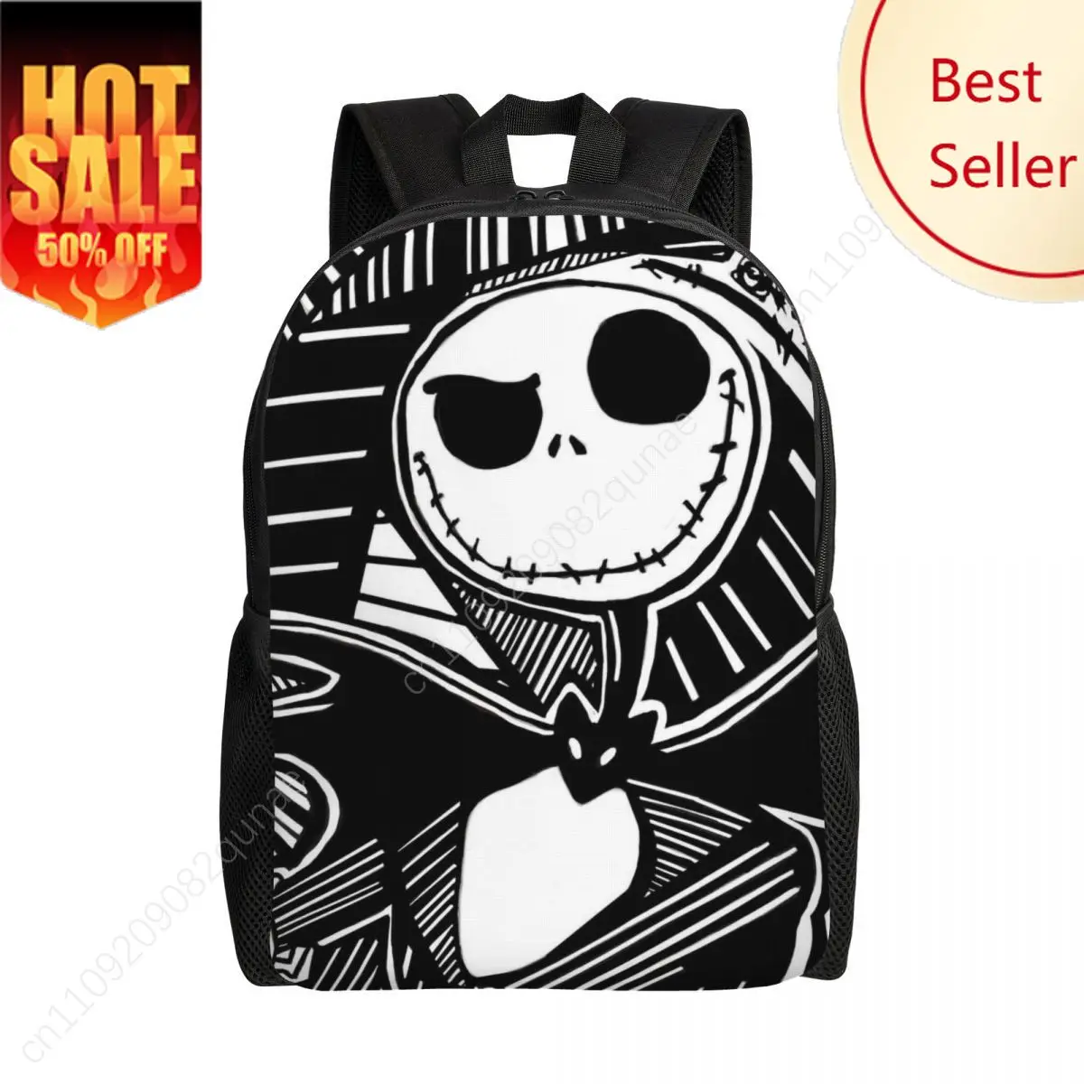 

Custom Nightmare Before Christmas Backpacks for Men Women School College Student Bookbag Skellington Halloween Skull Bags