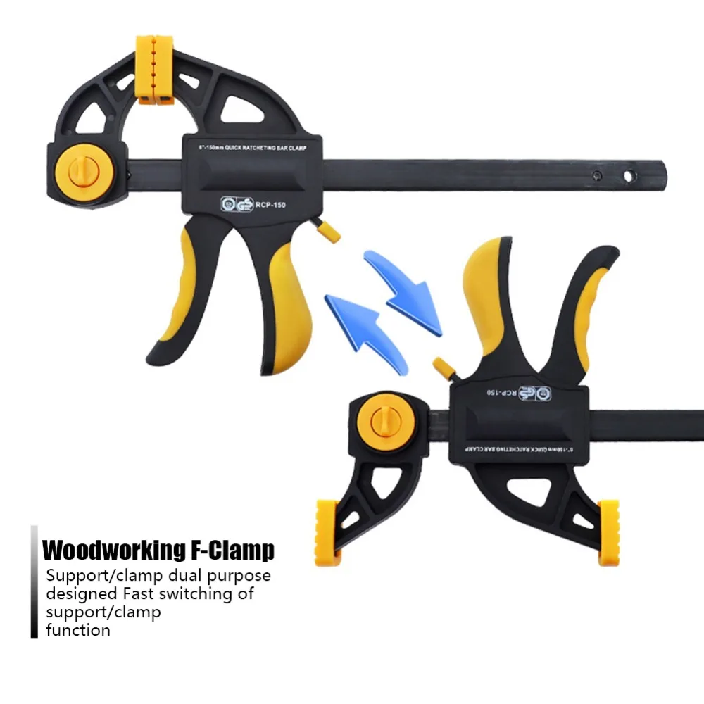 Portable Aluminum alloy F Clamp One Handed Trigger Design 6 Inch Opening Fixing Clip Pliers Ratchet Clamps For Woodworking