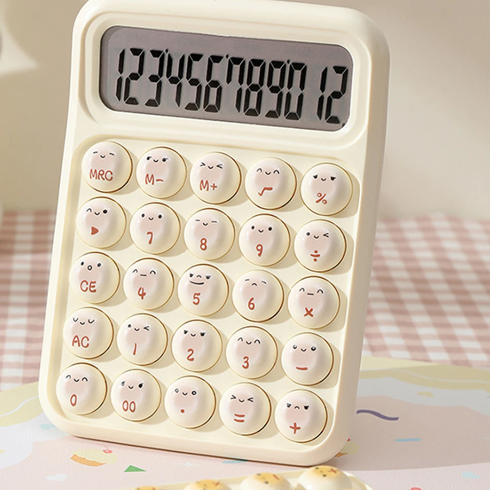 INS Style Portable Calculator 12-bit Cute Smiling Face Student Finance Calculator for Study Office Supplies