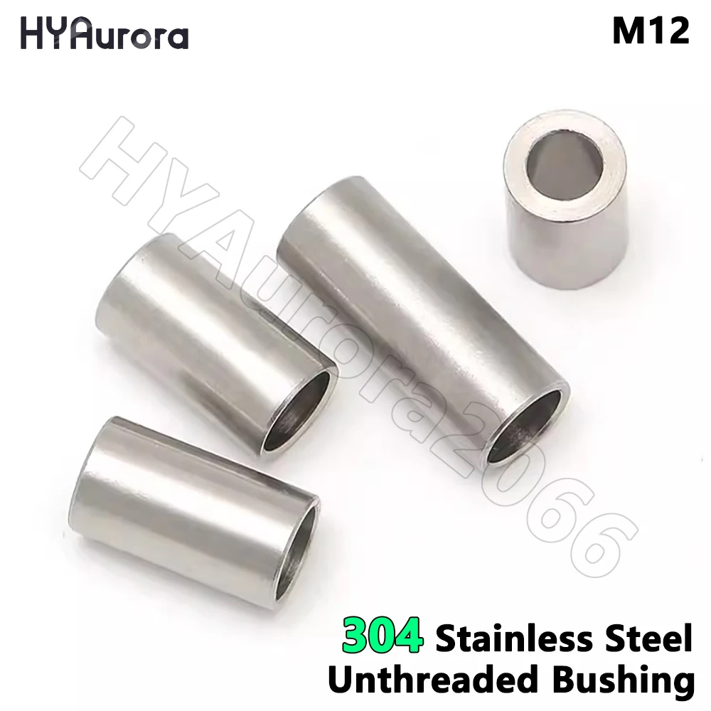 M12 304 Spacer, Stainless Steel Unthreaded Bushing Washer, Round Hollow Standoff, Straight Through Column Gasket Sleeve