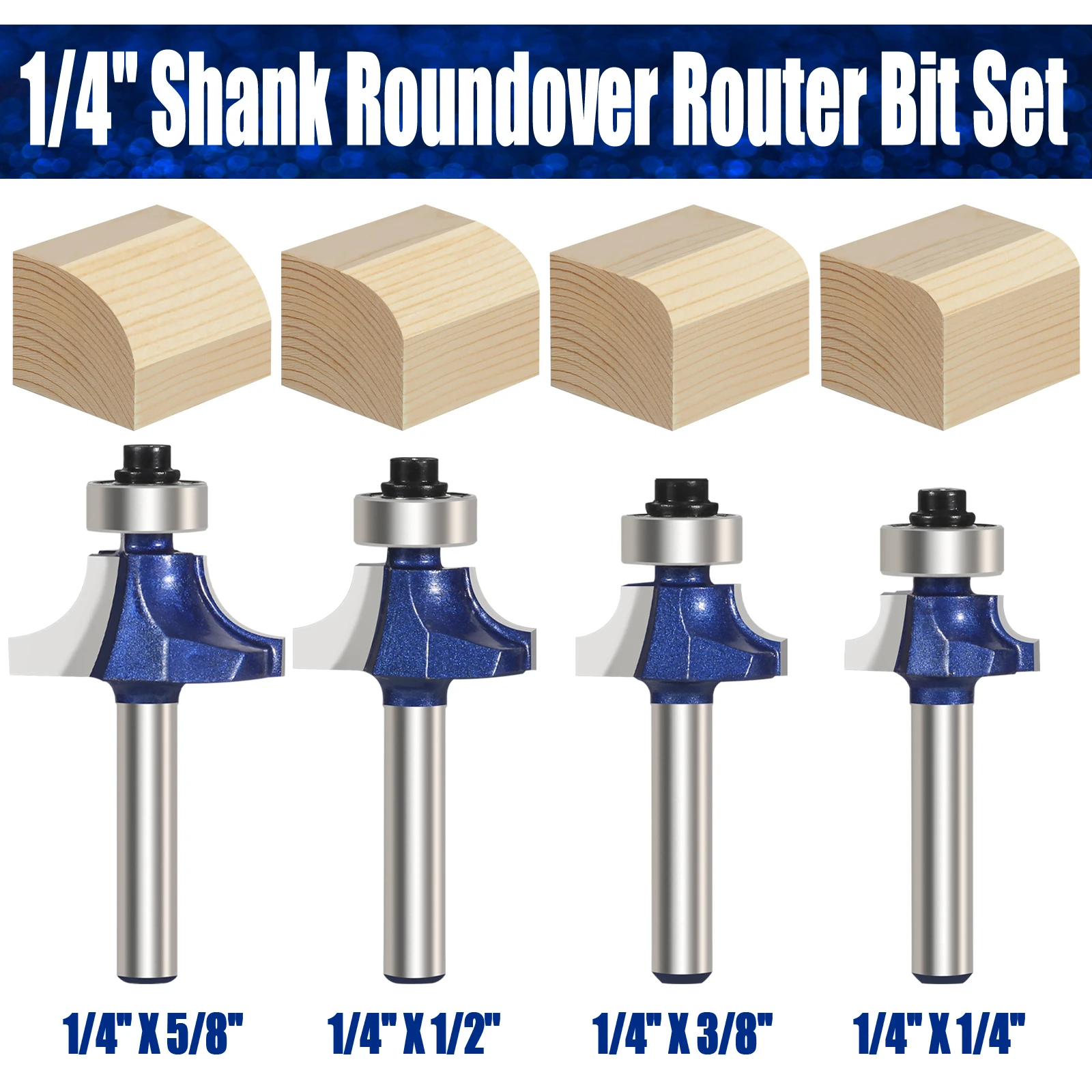 Versery 1PC 6.35mm 1/4” Shank Corner Round Professional level Over Router Bit Milling Cutter For Wood Woodwork Tungsten Carbide