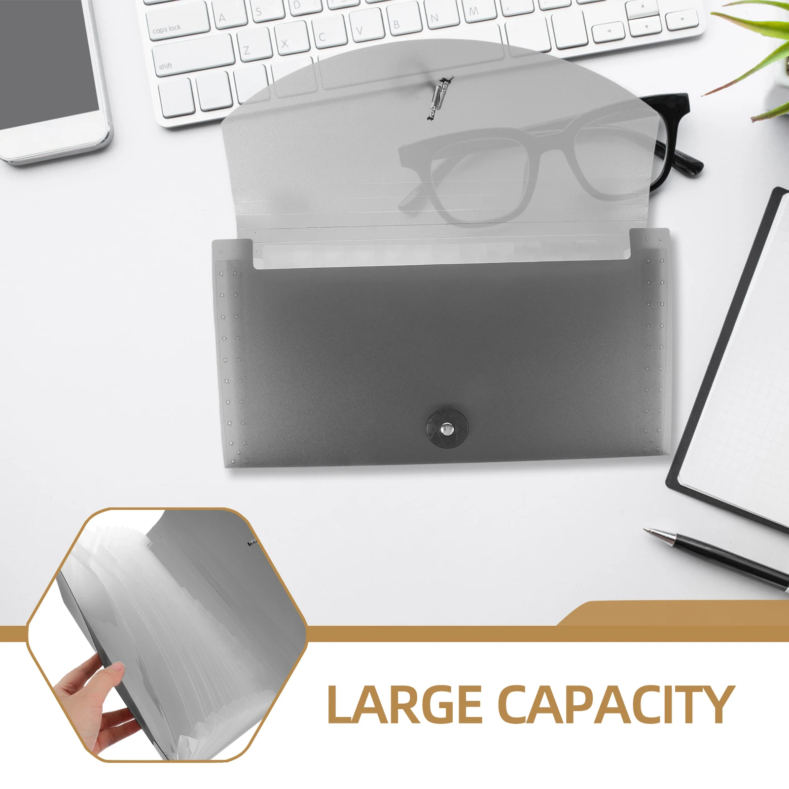 

Black Multi-layer File Folder Large Capacity Document Organizer Receipt Holder Paper Storage Pouch Expanding Bill Folder