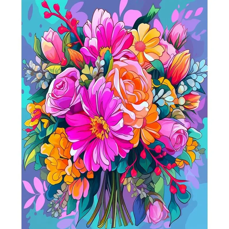 

GATYZTORY Acrylic Painting By Numbers For Handicrafts Colorful Flowers Wall Decors On Canvas Coloring On Numbers Modern Paint Ki