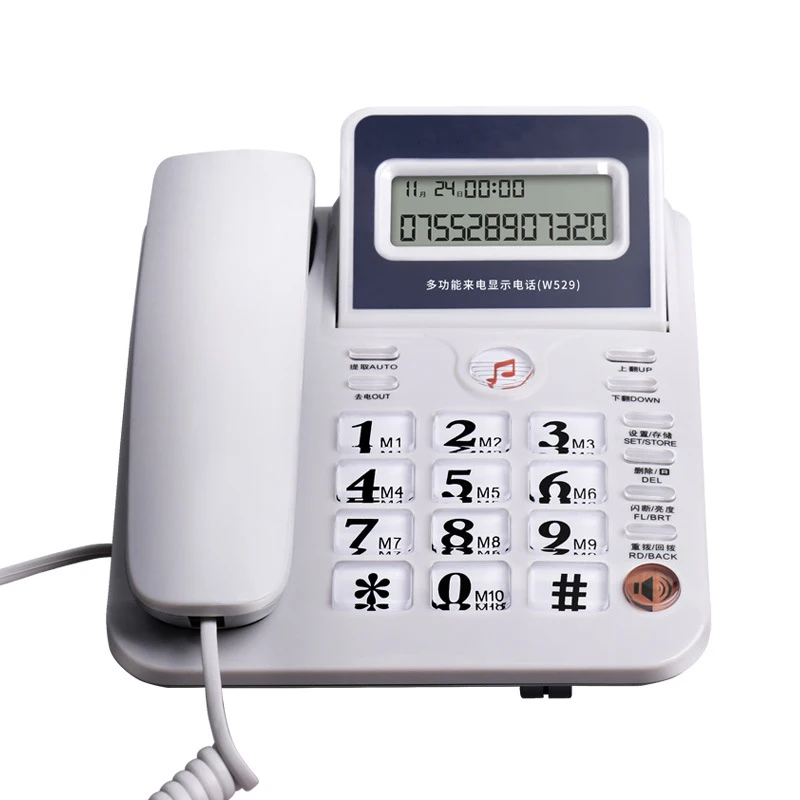 Tilt Display Desk Telephone Corded Standard Phone Speakphone, Caller ID, 10 Fast Dial, FSK/DTMF, Adjustable Brightness, 3 Colors