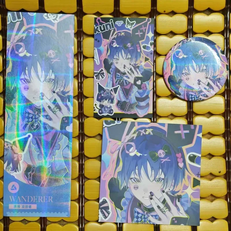 4Pc/Pack Anime Lucky Gift Bag Wanderer Kabukimono Balladeer Hat Guy Collection Bag Laser badge LOMO Card Postcard Laser Card Toy