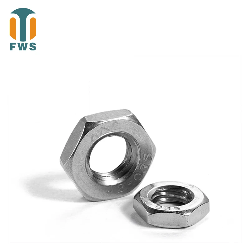 304 Stainless steel DIN439 coarse tooth nut Hexagon nut thin screw nut 5/10/20/50 PCSM6M8M10M12M14M16M20M24