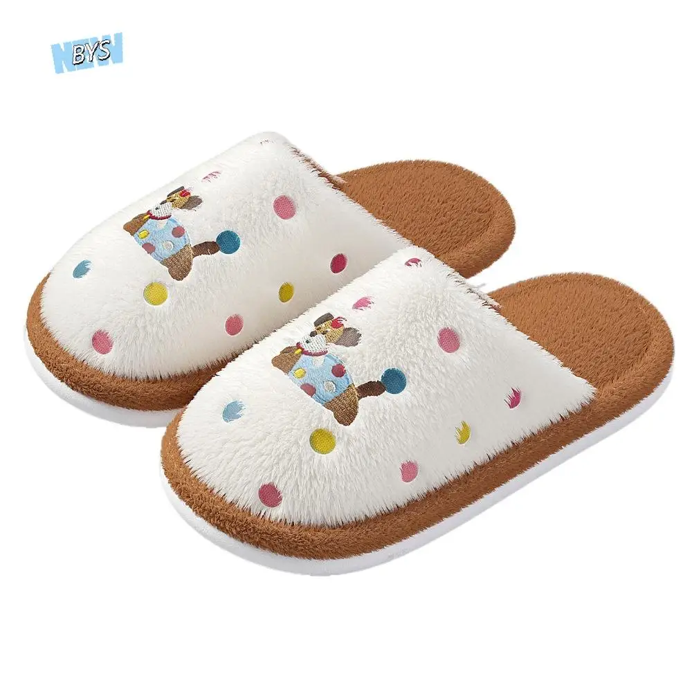 

Homewear Dot Plush Dog Slippers Thicken Warm Anti-slip Home Cotton Shoes Soft Cute Winter Plush Slippers Indoor