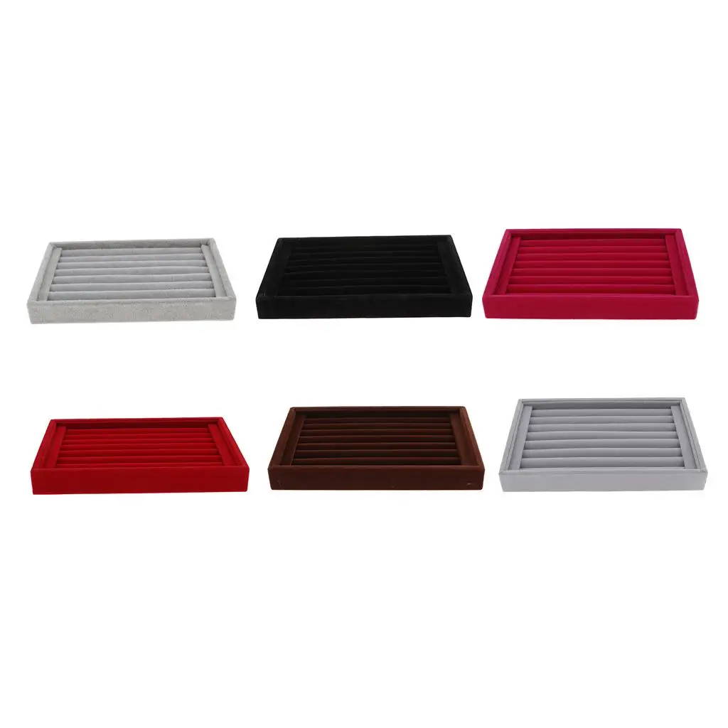 

Elegant Velvet Ring Earrings Display Tray Case Shop Jewelry Holder Organizer