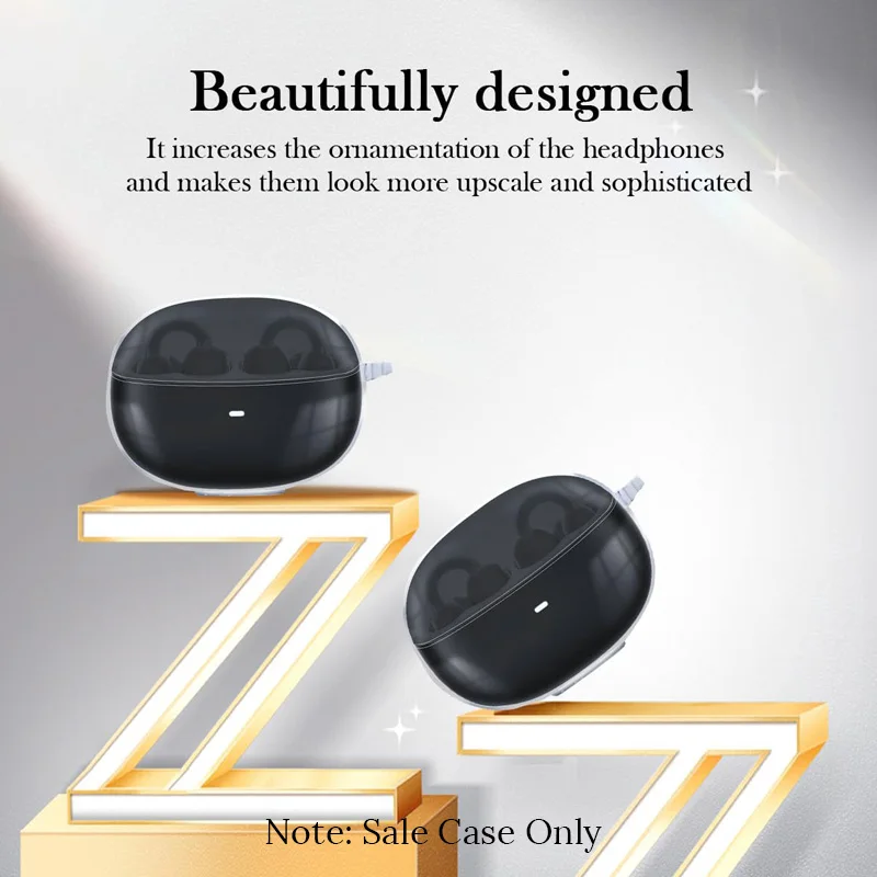 Clear Case for Baseus Bowie MC2 Clip-On Earbuds Shockproof Soft Slim TPU Protective Cover Accessories Earphones with Carbiner view 6