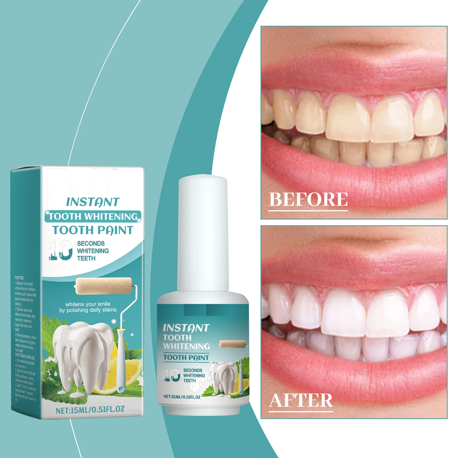 Bright teeth, oral care, dental paint cleaning, tooth stains, dirt, bright white teeth, fresh scent