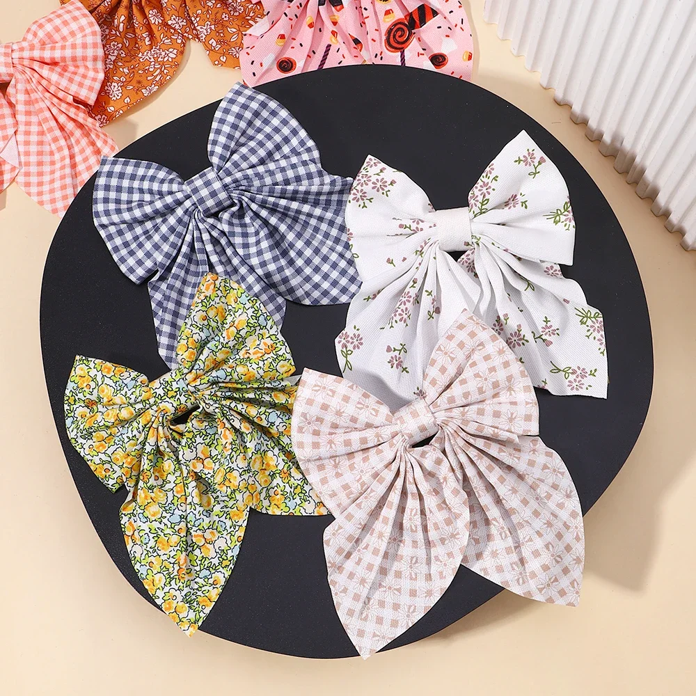 1 Solid Color Big Bows Hair Clips For Baby Girls Bowknot Hairpins Satin Butterfly Barrettes Duckbill Clip Kids Hair Accessories