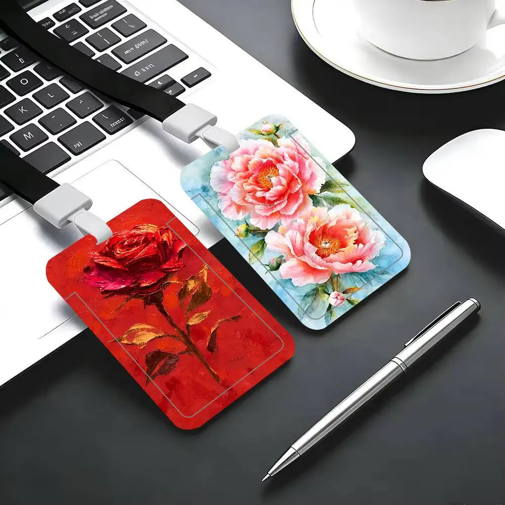 Watercolor Rose NFC Contactless Sliding Card Sleeve For Student Cards, Bus Cards, ID Cards, And Work Permits
