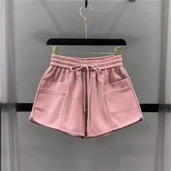 2024 estate nuovi pantaloncini sportivi per il tempo libero vita elastica da donna Versatile coulisse allentata e sottile a-line pantaloni larghi a gamba larga corti