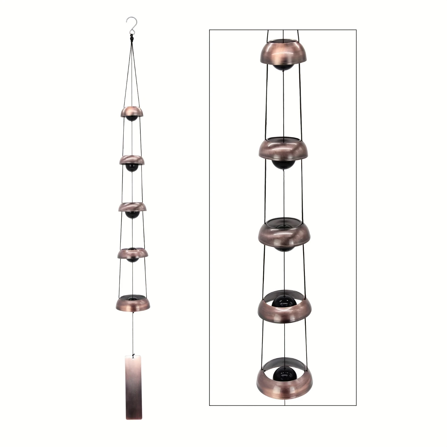 

1pc Red Copper Temple Wind Chime - Aesthetic Feng Shui Decor - Calming Outdoor Chimes for Yard & - Symbol of Harmony & Peace, P