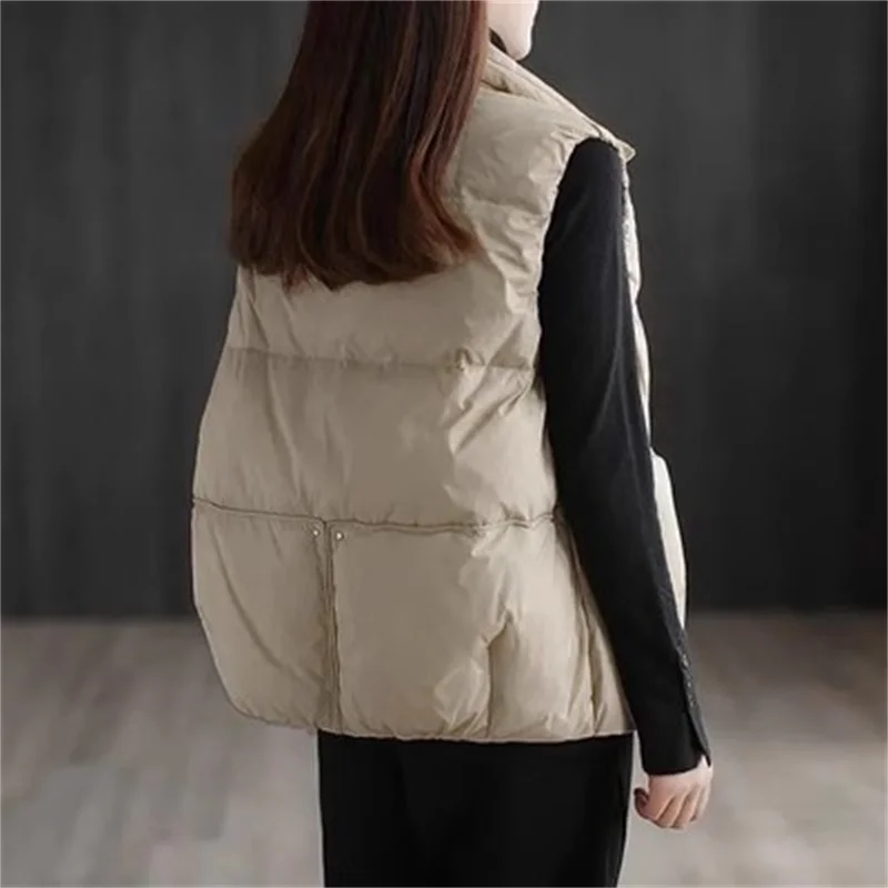 Women's Down Vest 2024 Winter New Loose Thickened White Duck Down Tank Top Sleeveless Female Coat Solid Color Commuter Versatile