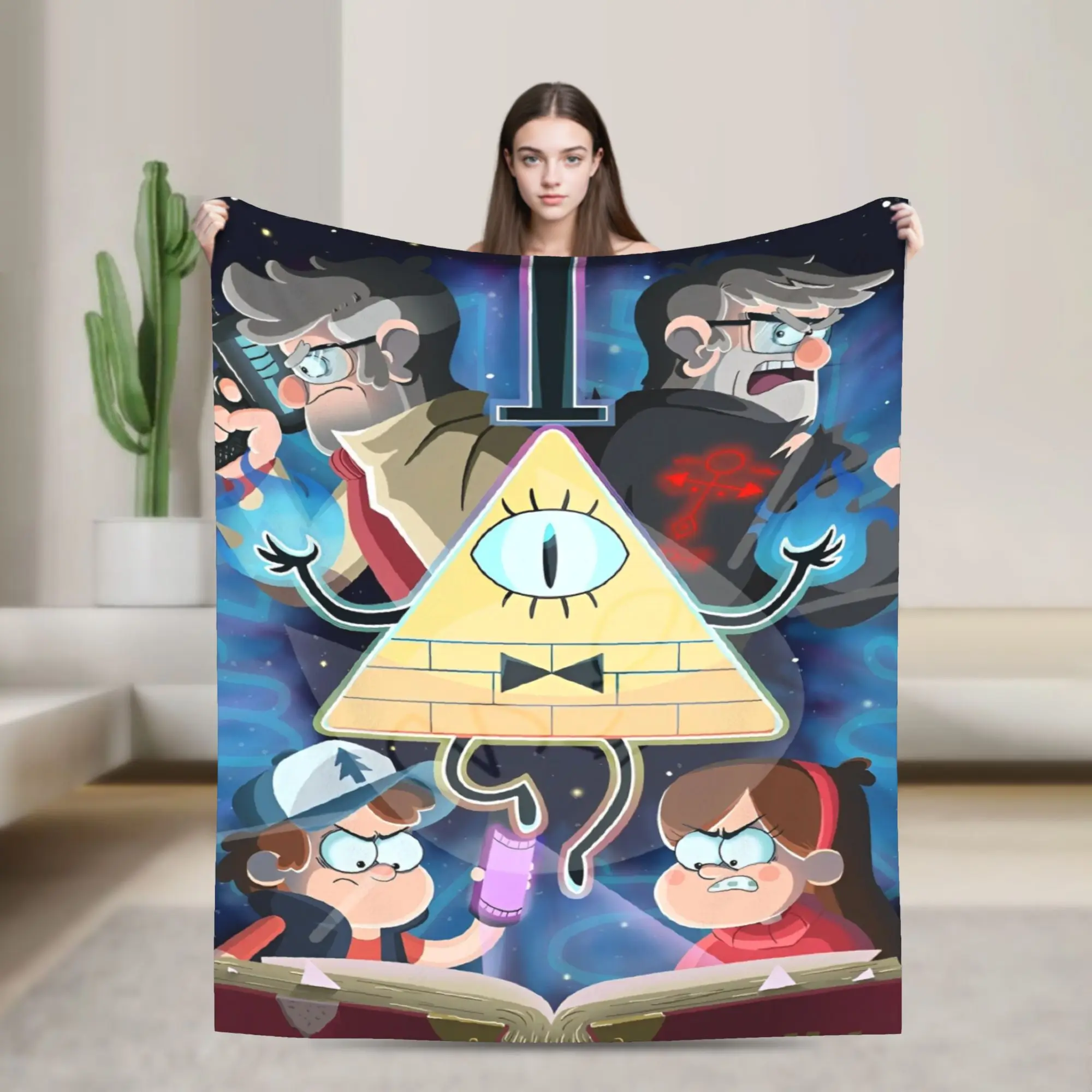 Gravitys Falls Flannel Blankets Bill Cipher Adventure Mystery Comedy Animated Throw Blankets for Home Hotel Sofa Bedspread