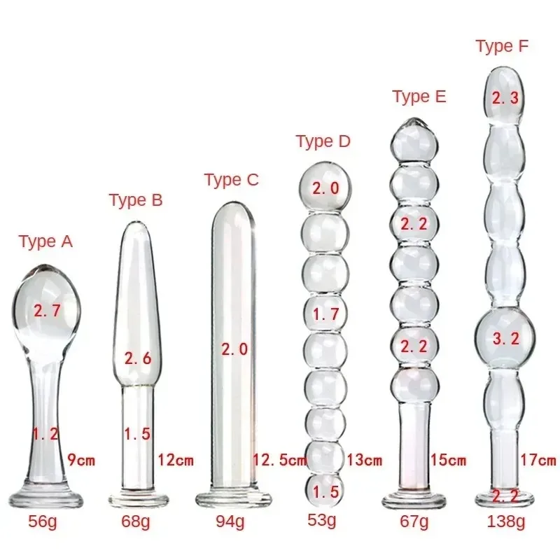 Glass Anal Plug Six-piece Set Pulling Beads Dual Use Small Dildos Butt Plugs Masturbation Posterior Dilation Adult Sex Toys