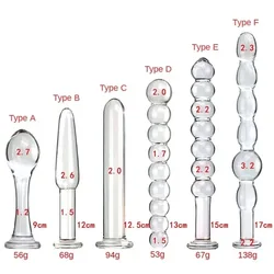 Glass Anal Plug Six-piece Set Pulling Beads Dual Use Small Dildos Butt Plugs Masturbation Posterior Dilation Adult Sex Toys