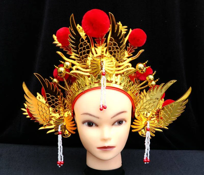 Phoenix Crown Hat For Adults Opera Drama Pom-pom Headgear Funny Festival Headwear Stage Performance