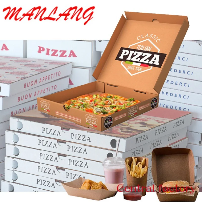 Custom  Manufacturers Custom Boite Pizzas Cheap Price Reusable 10 12 16 Inch Round Carton Corrugated Pizza Box With Logo