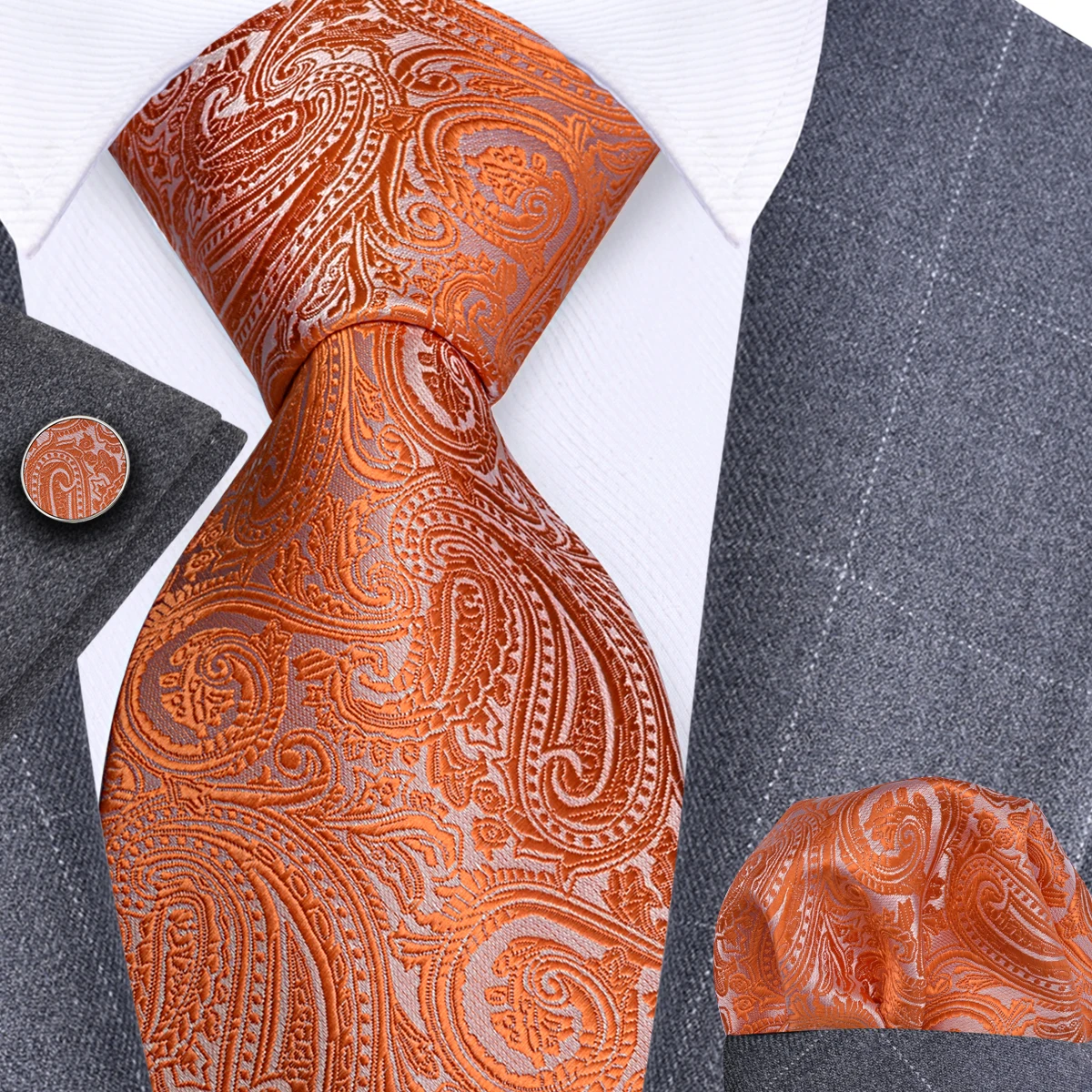 GUSLESON 8 cm Blauw Zwart Roze Mannen Stropdassen Pochet Manchetknopen Set Paisley Zijden Stropdas Bruiloft Relatiegeschenk Stropdas Accessoires - afbeelding 1