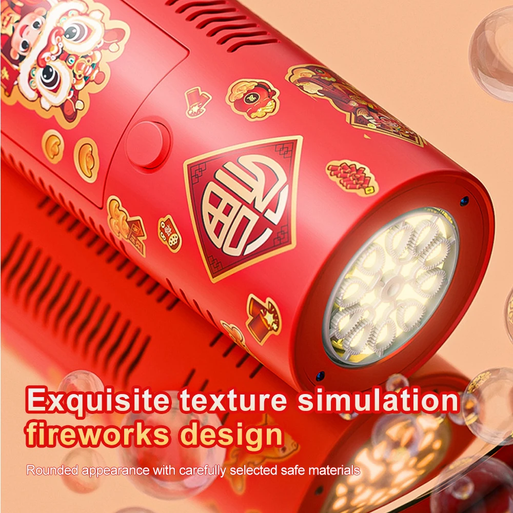 Automatic Firework Bubble Machine Blowing Colorful Bubbles with Dynamic Music Light Bubble Toy for Kids Party Christmas Gift