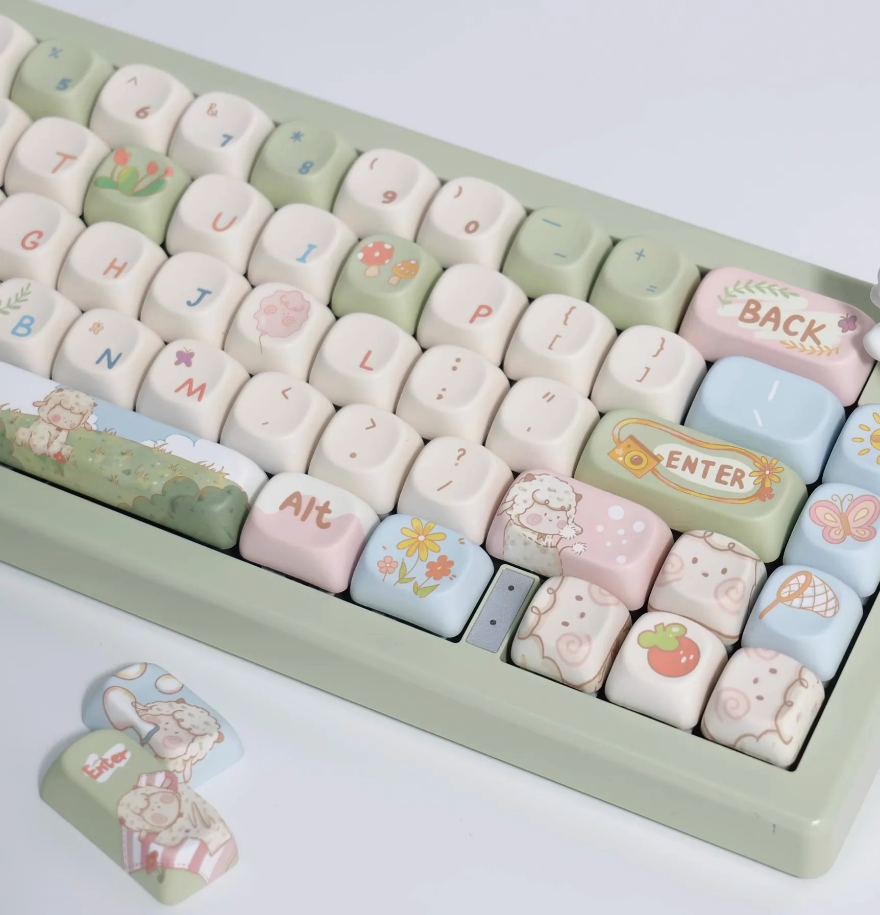 Sublimação térmica pbt teclado com desenhos animados, bonito, para as meninas, jogo, escritório, acessórios, presentes, 141 chave