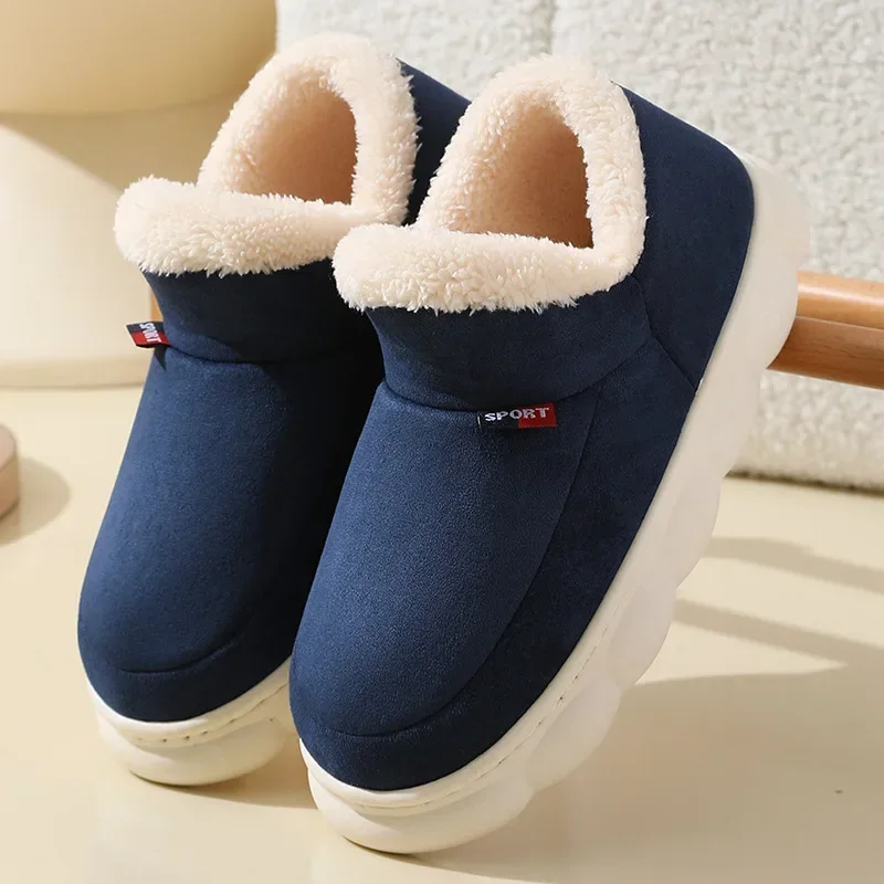 Winter Women Casual House Shoes 2025 Outdoor Couple Warm Cotton Shoes for Women Ankle Boots Indoor Plush Padded Slippers for Men