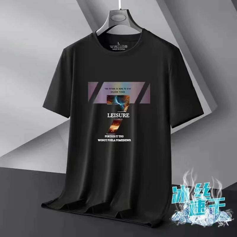 

2024 Новая мужская футболка Ice Silk Qui Dry ort Sve Fitn для бега, впитывающая пот, спортивный топ ng, универсальный