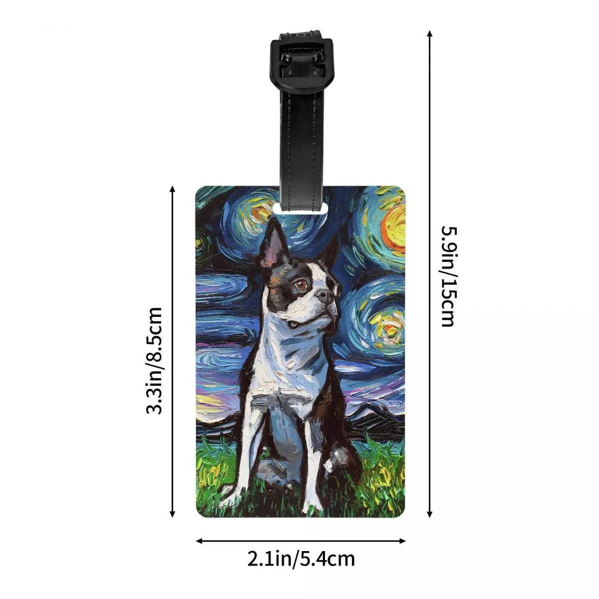 Etiqueta de equipaje de perro Boston Terrier de Noche Estrellada para maletas, etiquetas de equipaje de moda para amantes de las mascotas, cubierta de privacidad, tarjeta de identificación de nombre