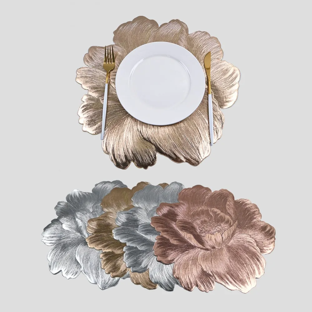 الشمال نمط لوتس على شكل مكان حصيرة قابل للغسل مقاومة للحرارة الجدول حصيرة النفط برهان الفاوانيا زهرة العزل الوقايات #3