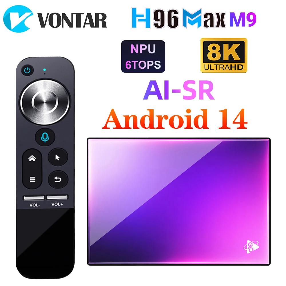 H96 MAX M9 AI-SR TV Box Android14 Rockchip RK3576 Quad Cortex A72 +  Super Resolution 8K Video Decoding Wifi6 BT5.4 Media Player