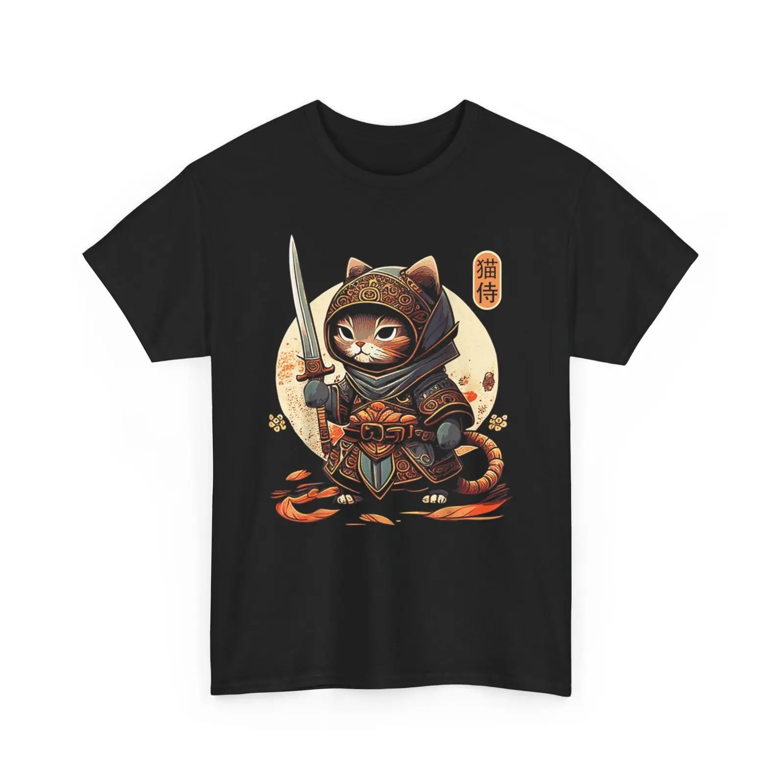 Japanese Samurai Cat Tattoo Kawaii Ninja Cat Unisex T-Shirt