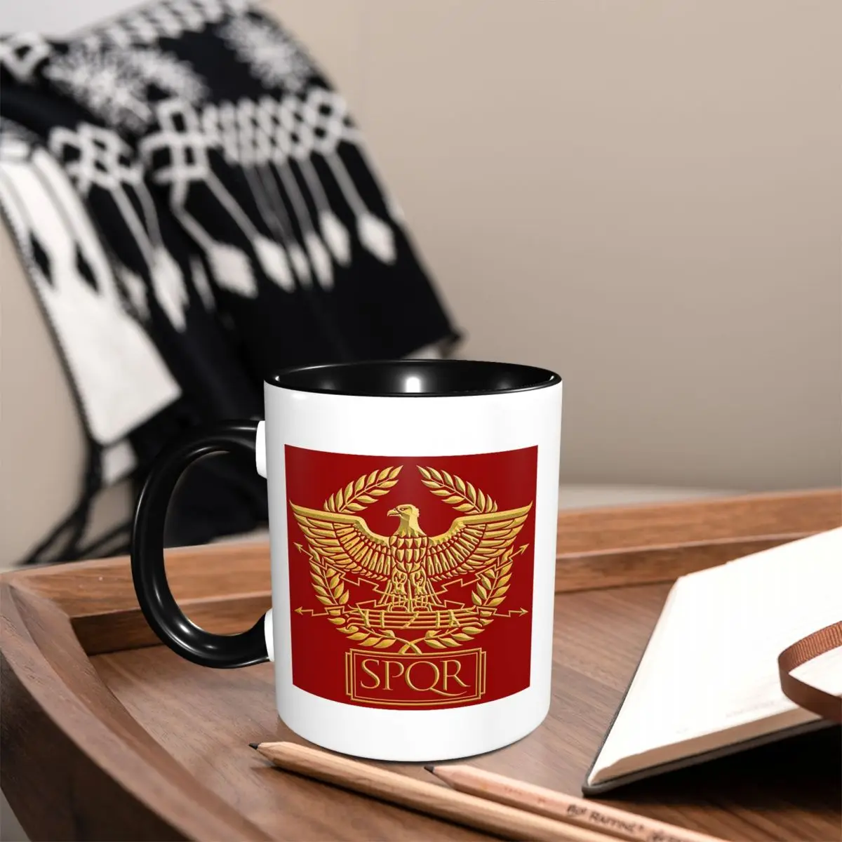 Gold Roman Aquila Eagle SPQR Mug Funny Ceramic Coffee Cups Tea Mugs Milk Cup Drinkware Gift for Woman Man