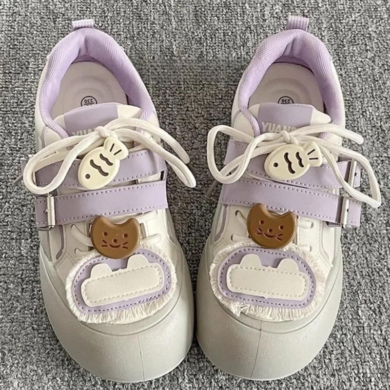 

2025 New Korea-Style Chunky Sneakers Women White Platform School Shoes Versatile Spring Casual Fashion Platform Sneakers