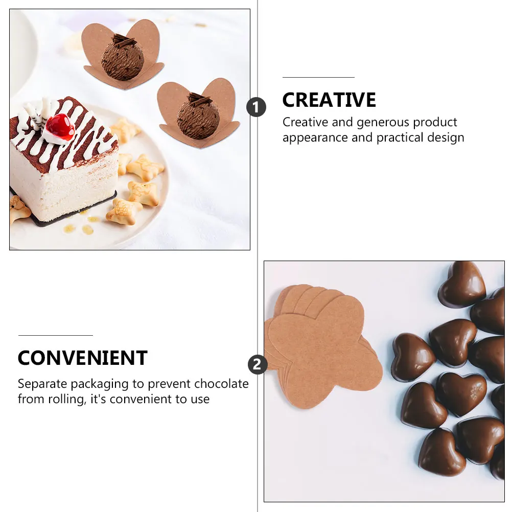 

50 Pcs Chocolate Compartment Trays Paper Holder Bases Wrapping Packaging Tray Practical Design Easy Use Portable Store