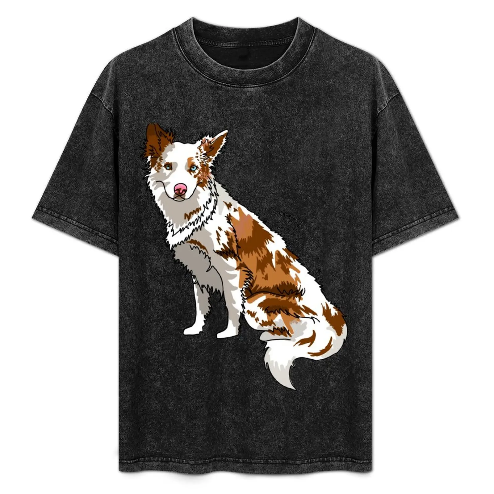 Camiseta roja merle border collie