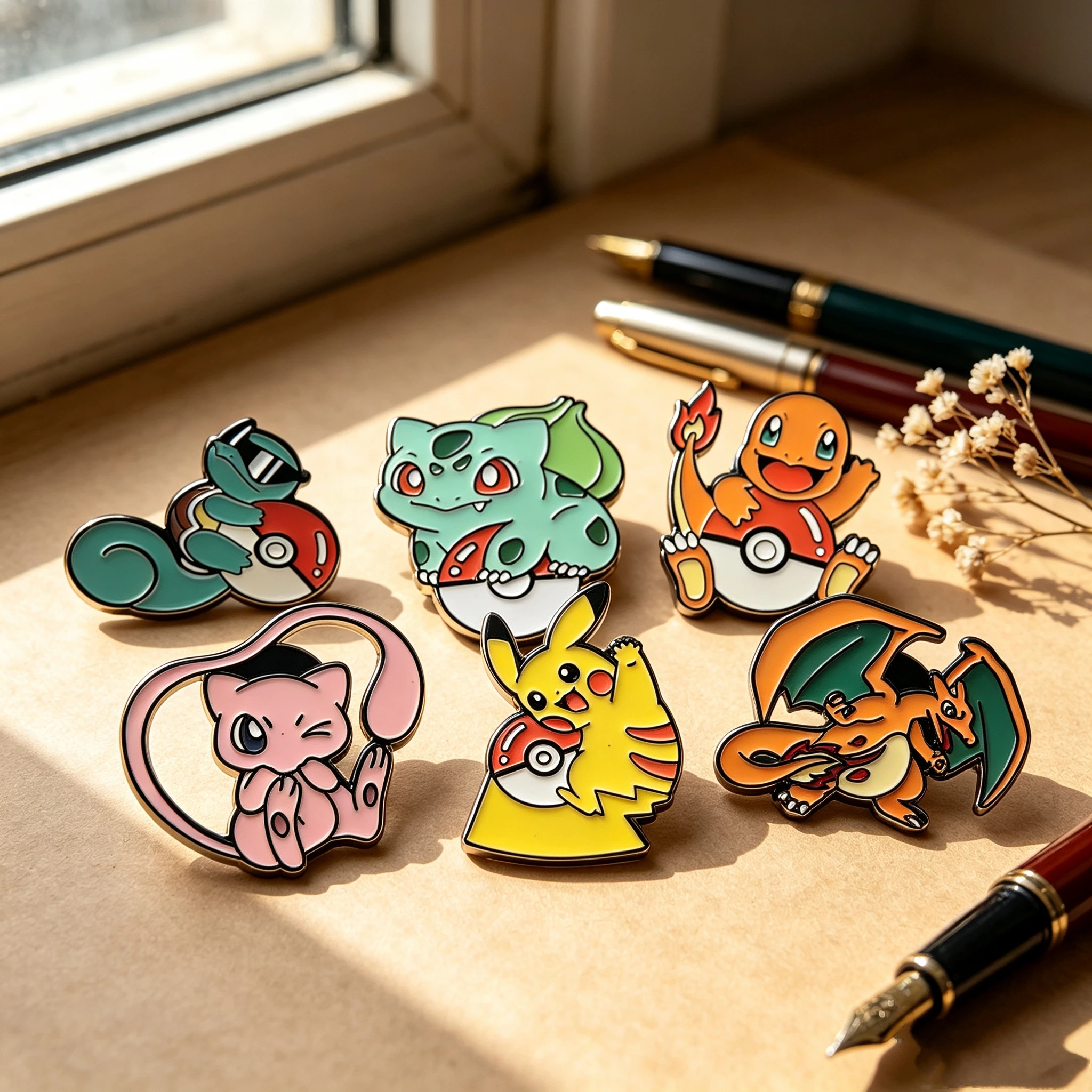 6Pcs Chibi Fantasy Creature Enamel Pins, Cute Magical Beast Metal Brooches, Decorative Lapel Badges for Backpack Clothes