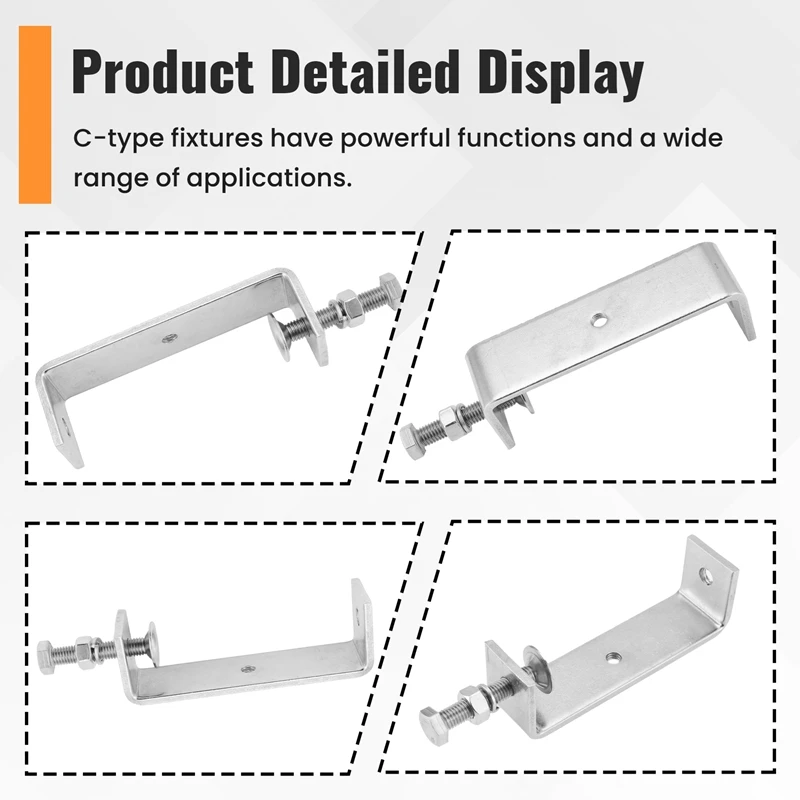 A15F-Металлический зажим Сверхмощный зажим C Зажим Деревообрабатывающий зажим с широкими отверстиями, 2 шт.