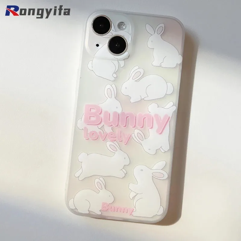 For OnePlus 13 13T 12 11 10 Pro 9 9R 8 8T 7 ACE 5 3 3V 2 2V Pro Nord CE4 Lite Phone Case Cute Bunny Ice Fog Soft Cover