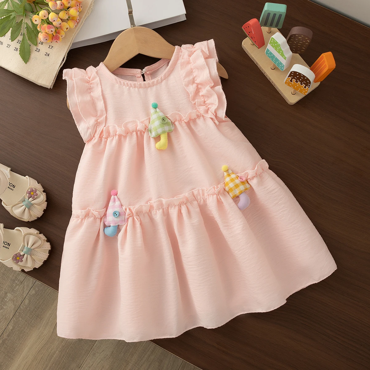 Summer New Baby Girl Solid Color Dress Cute 