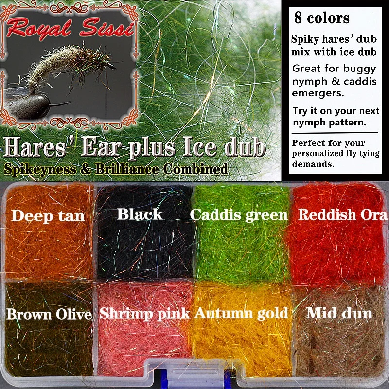 Fly Tying Hare's Ear Dub Plus Ice Dubbing Buggy Czech Nymph Dub Fly Tying Material for Dry Flies Wing Nymph Bass Trout Streamer