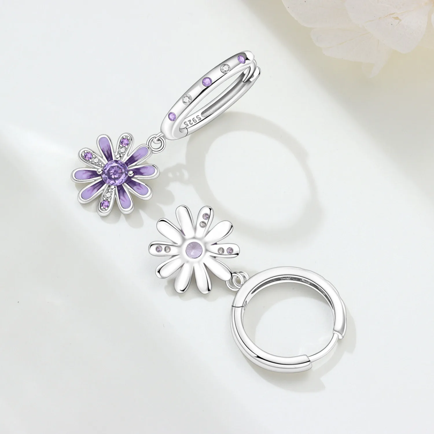 HOT Sale 925 Sterling Silver Blue Purple Iris Zircon Earrings Original Stylish Fish Shape Ear Jewelry Women Birthday Party Gifts