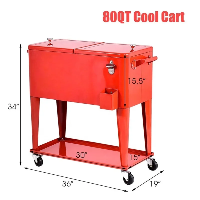 retro garden cooler coolest wine Metal insulation box cooler box ice bucket cooler cart with tray