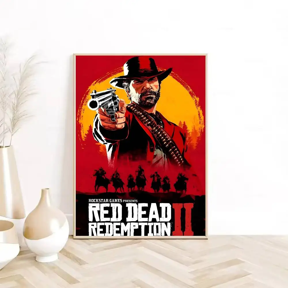 ملصق Red Dead Redemption 2 عالي الدقة جدار لاصق مقاوم للماء لغرفة المعيشة المنزلية وغرفة النوم والديكور الجمالي