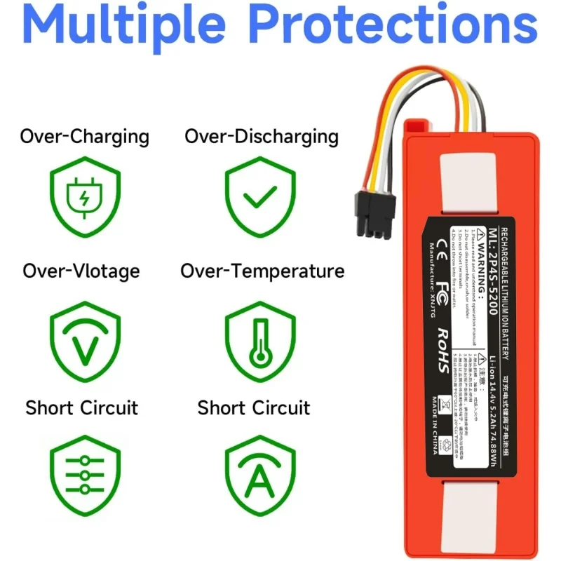 

14.4V Robotic Vacuum Cleaner Replacement Battery for Xiaomi Robot Roborock S50 S51 S55 Accessory Spare Parts Li-ion Battery