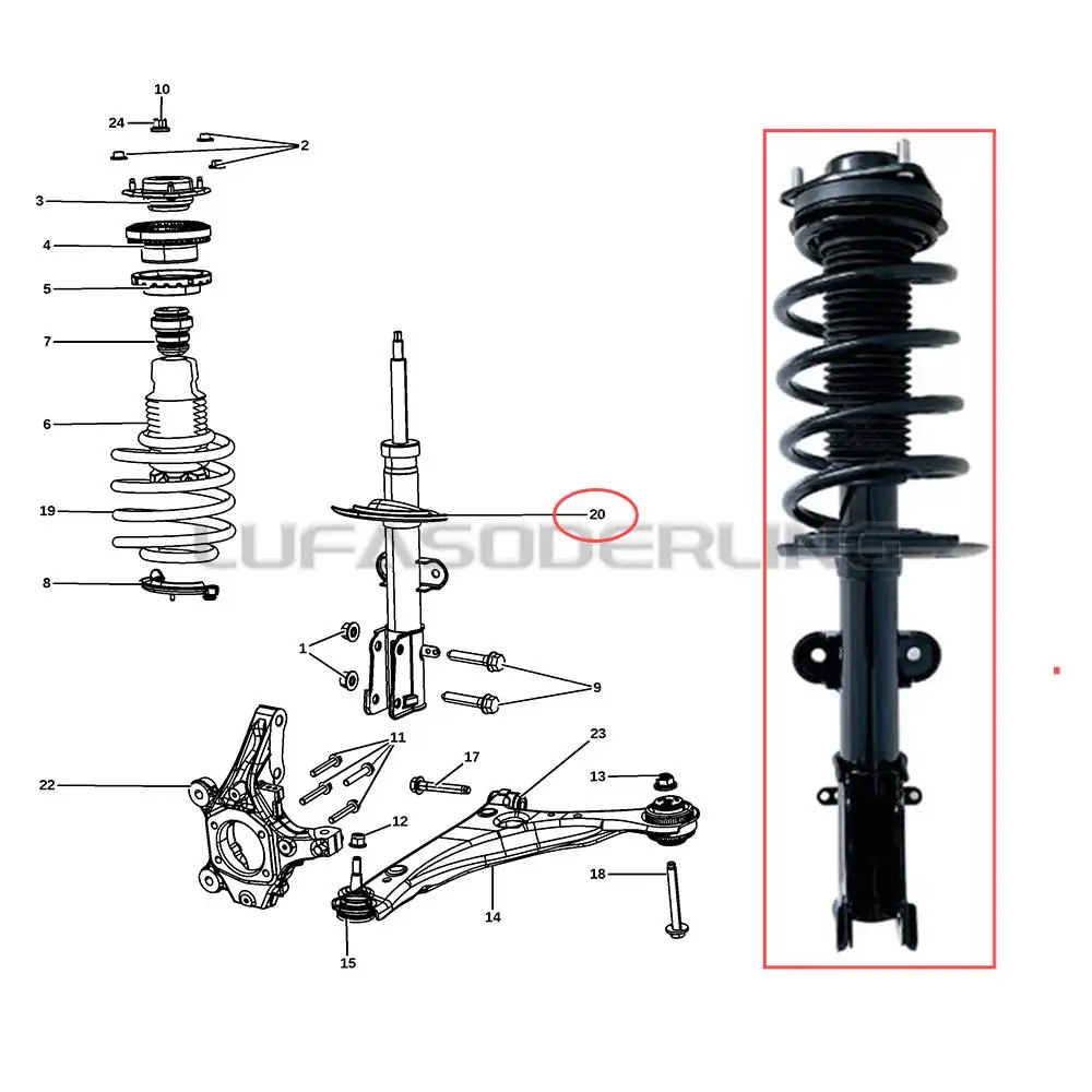 1x Front Shock Absorber Assembly For Chrysler Grand Voyager RT 2008- / Dodge Grand Caravan 2012-2020 Ram CV 2012-2015 4743657AA