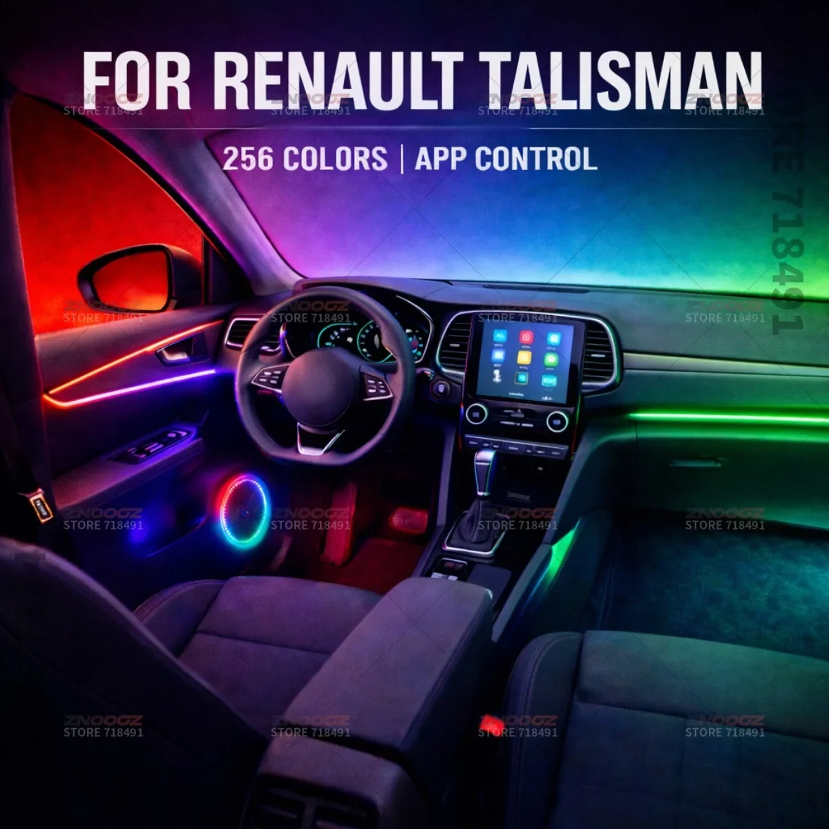 22in1 RGB Car Interior Acrylic Car Ambient Lights RGB Hidden Acrylic Strip Decoration Atmosphere Accessories For RenaultTalisman