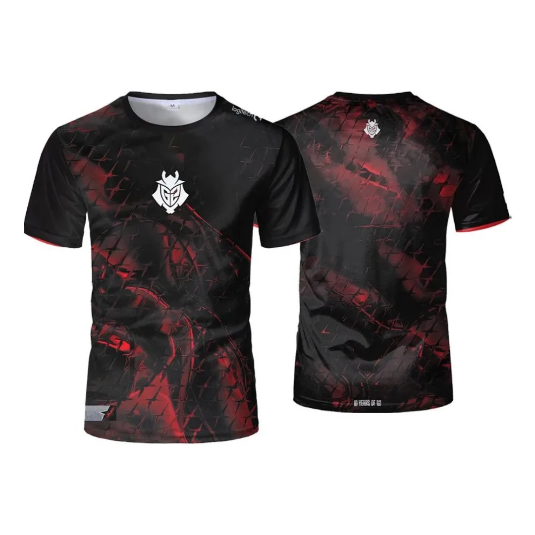 2025 CS2 esports G2 فريق موحد جديد CS GO لعبة التدريب الملابس تي شيرت الرجال والنساء عادية طاقم الرقبة قصيرة الأكمام