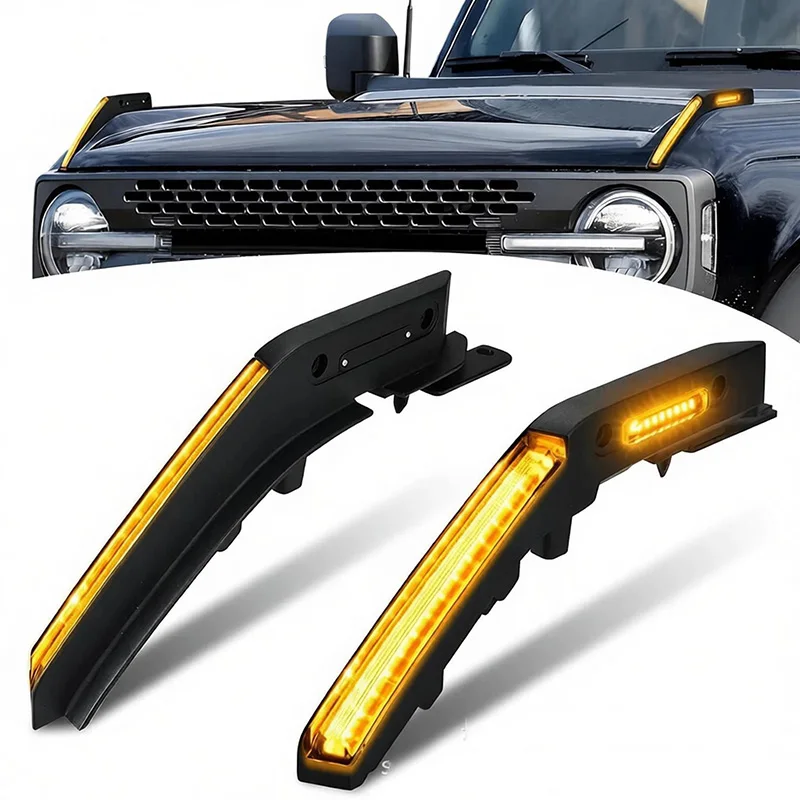 New Car Hood Handle Rainforest Branch Turn Signal Flow Light For 21-25 Bronco